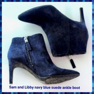 Sam & Libby Navy Blue Suede Booty, Size 7, 3in Heel Never Worn! Ankle Boot
